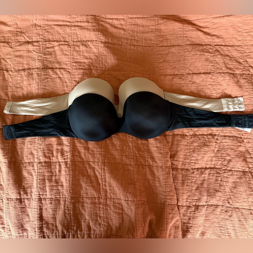 Bundle of Warner's Black and Tan Strapless Bras